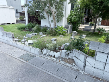 事故破損ブロック修復工事